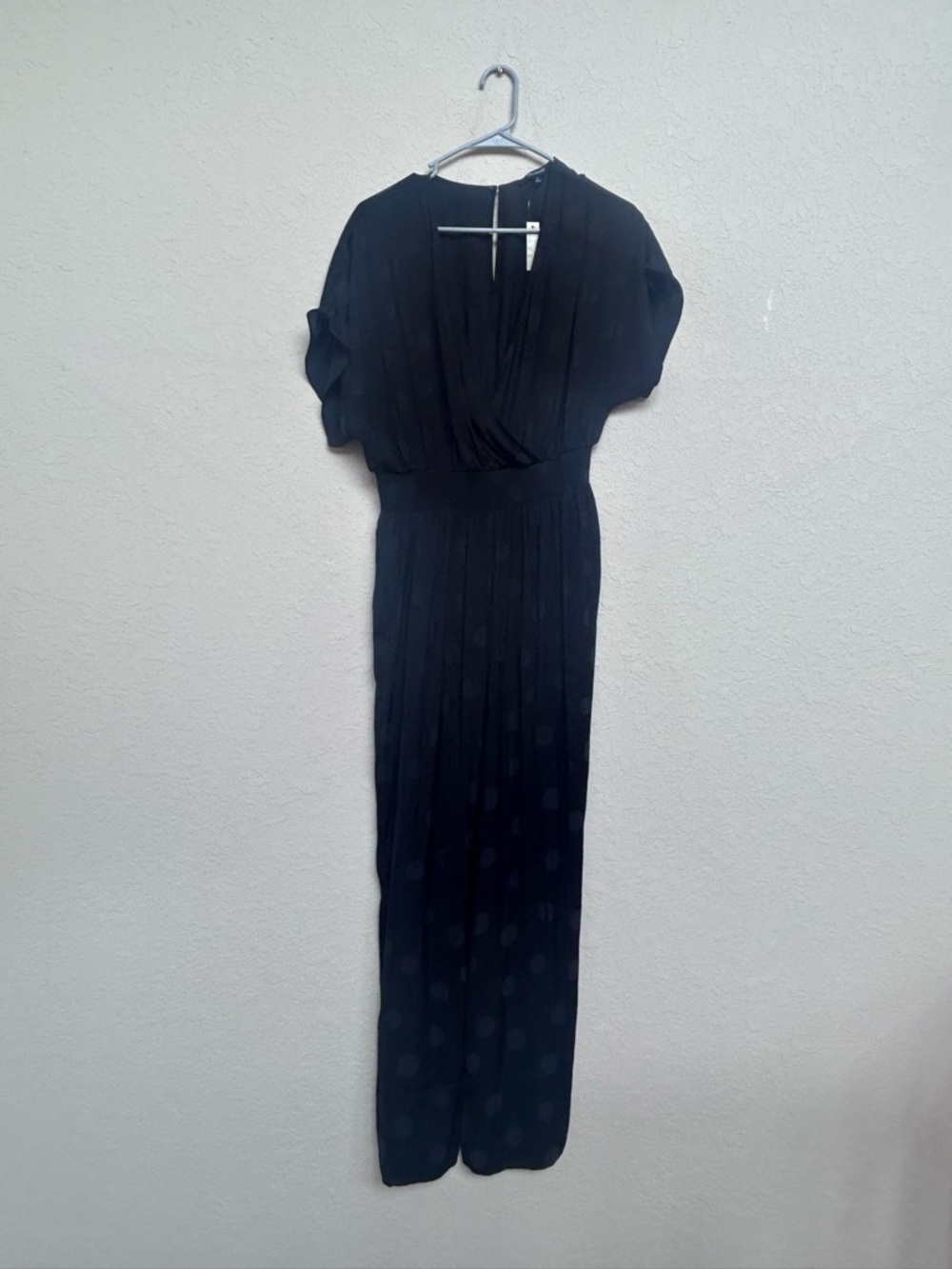 NWT Madewell Women’s Wrap Front Smock Waist Jumpsuit in Dot Jacquard Black Med - Picture 5 of 9